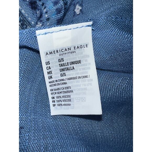 American Eagle One Size Raw Fray Open Cardigan Topper Gauze Blue Boho OS - Picture 8 of 8